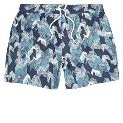Navy patterned swim shorts